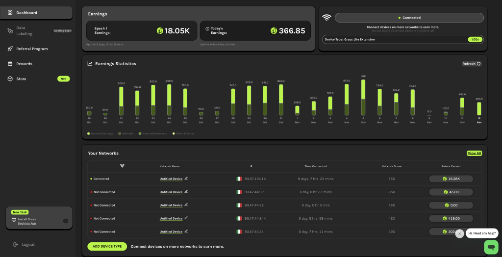 grass dashboard